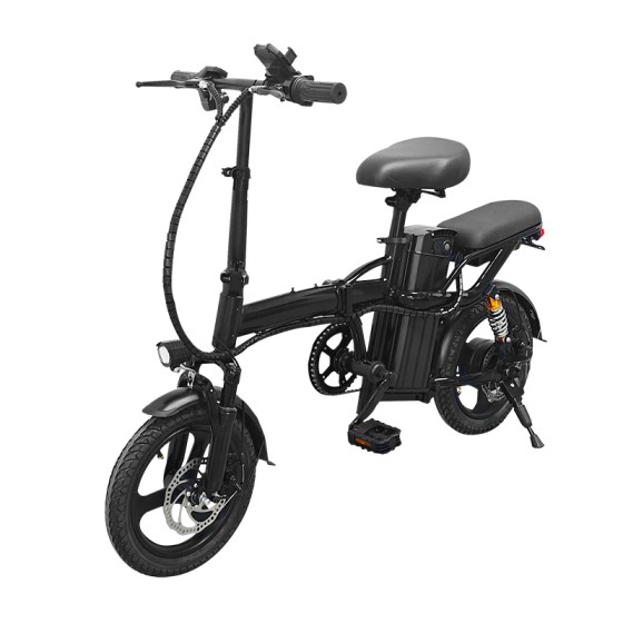 14-inch lithium battery, rear-mounted single-speed folding electric bike for delivery, can fit in the trunk of a small car.